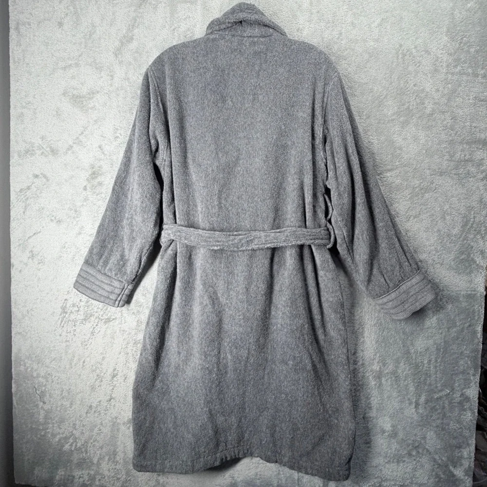 Pottery Barn Quick Dry‎ Organic Bath Robe Unisex Small Gray Belted Spa Casual